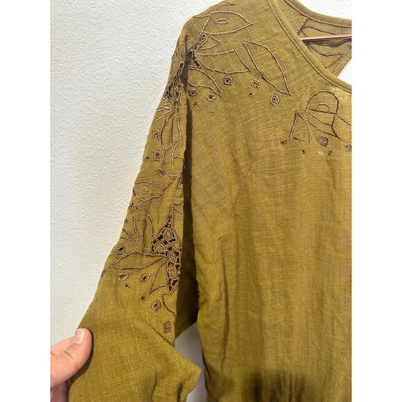 ONE TEASPOON Tobacco Tan Embroidered Lace Cutout Long Sleeve Jumpsuit Size XS - Picture 5 of 12